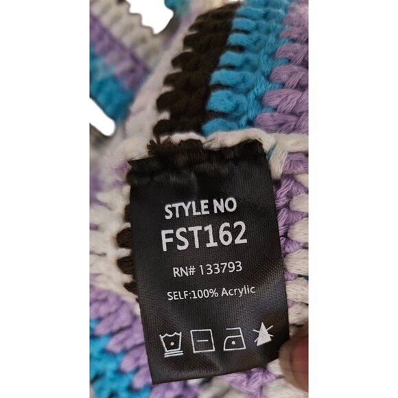 2/$35 POL Crochet Striped V-Neck Babydoll Cropped Boho Hippie Girl Top Women S - Picture 8 of 9